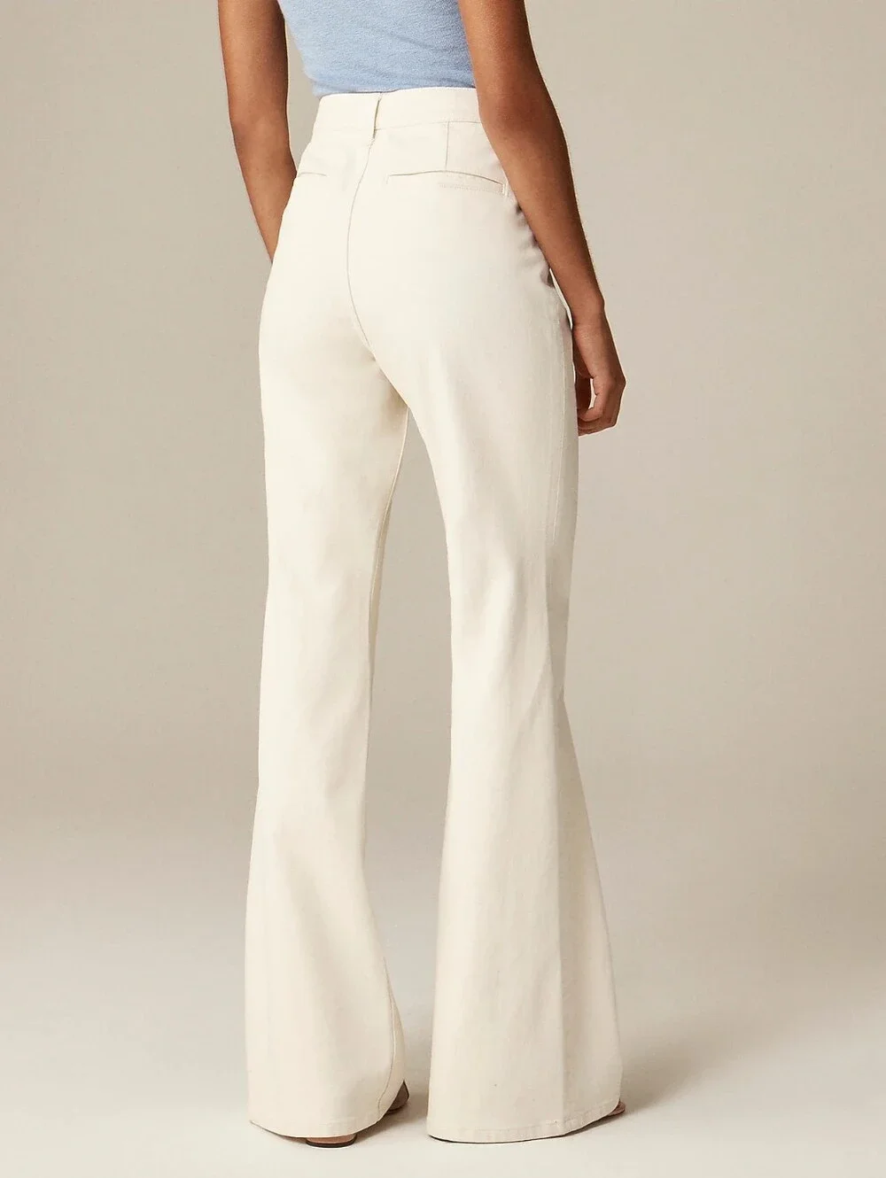 J. CREW Vintage Flare Jean Ecru Wash Ivory Full Length High Rise Sailor Size 30